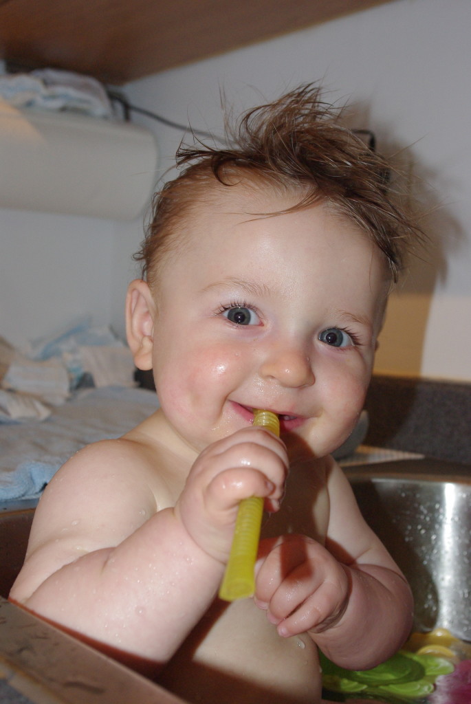 He does love his baths!